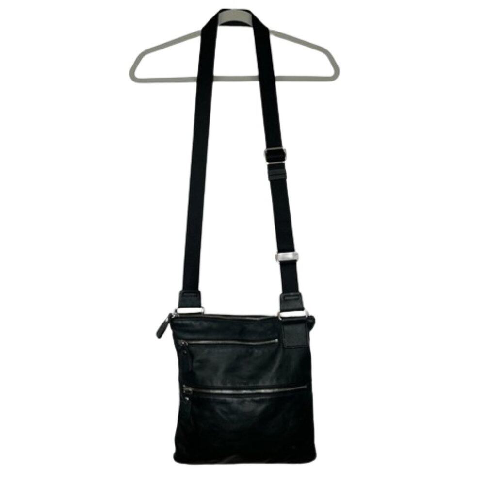 Margot large black leather crossbody handbag